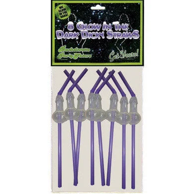 Vibrating rings with texture-Glow-in-the-dark Dicky  Straws - Purple - 8 Pack