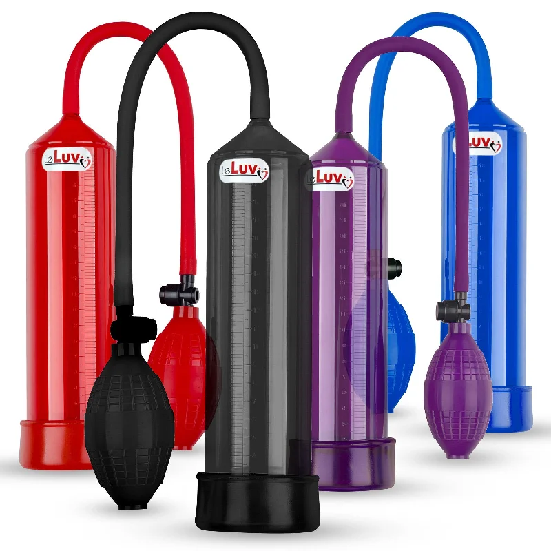 cock ring stocking stuffer-LeLuv BEST EasyOp Penis Pump | Bgrip with Slippery Silicone Hose Upgrade + TPR Sleeve | Choose Color