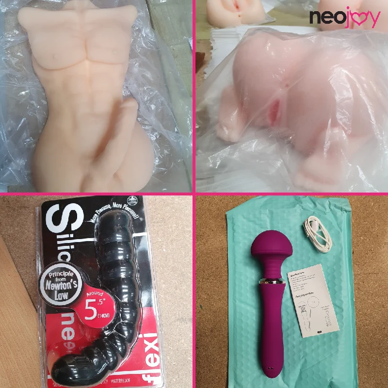 BDSM toy harness innovations-Neojoy Male Doll Torso with Penis - Butts & Vagina - Vibrator - Anal Beads Dildo