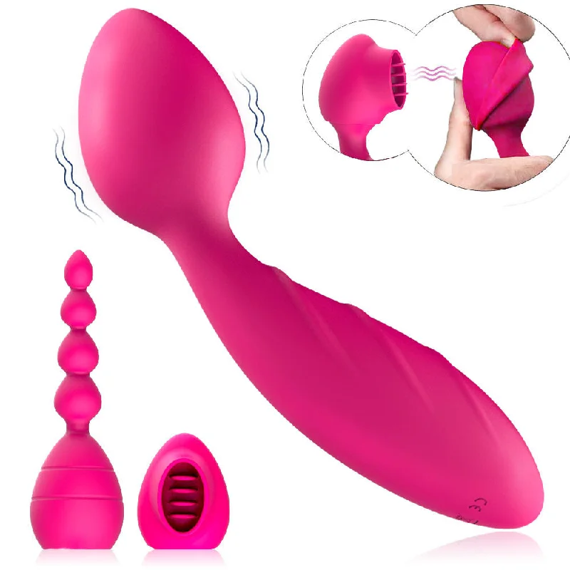 Vibrator bendable design-Double End Anal Dildo G Spot Vibrator - Changeable Clit Stimulator Anal Beads Prostate Massager