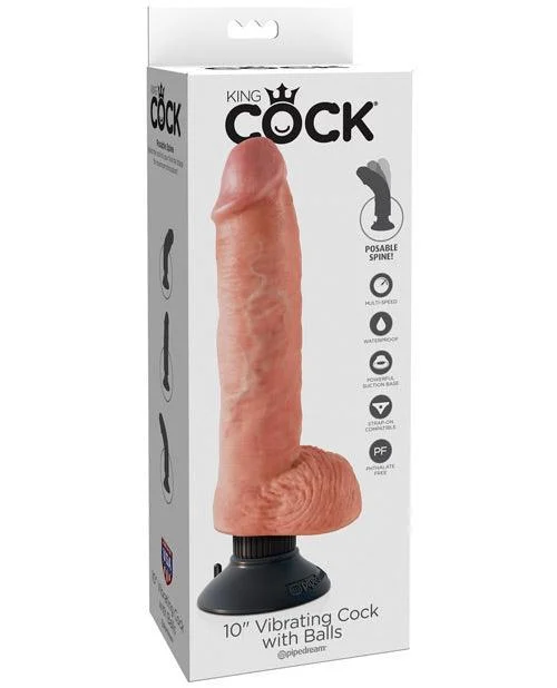 bumpy-dildo-"King Cock 10"" Vibrating Cock W/balls"