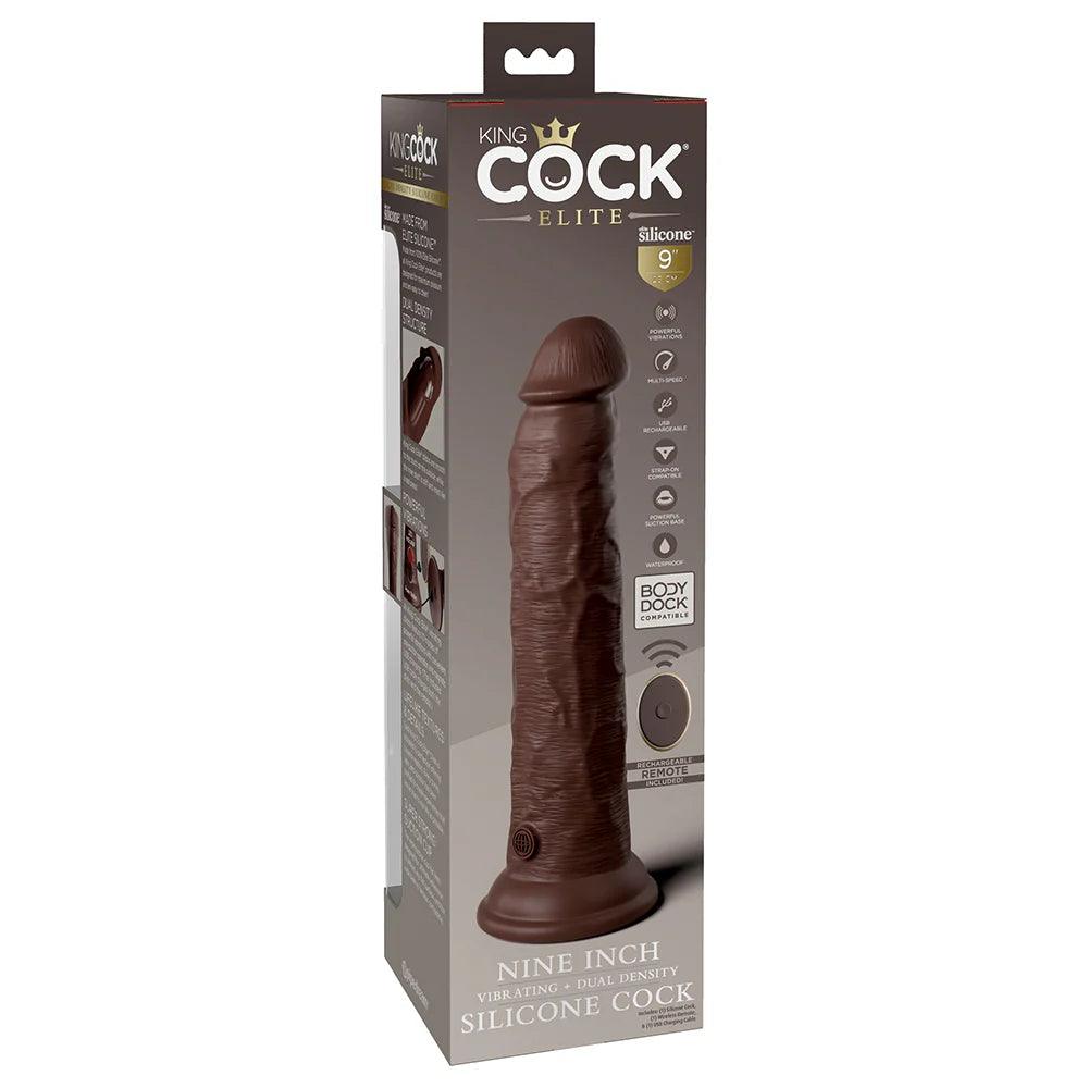 inflatable-dildo-King Cock Elite 9 in. Vibrating Dual Density Silicone Realistic Dildo