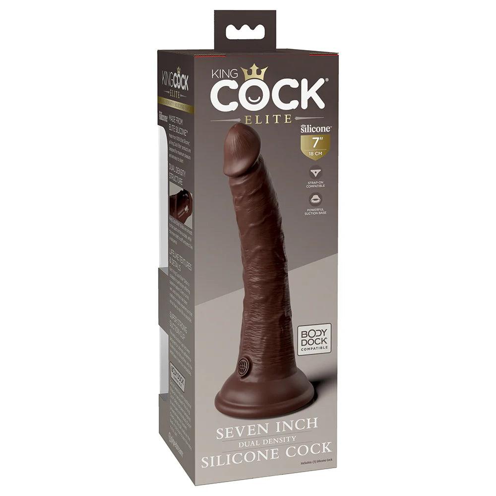 single-speed-dildo-Pipedream King Cock Elite 7 in. Dual Density Silicone Cock Realistic Dildo With Suction Cup