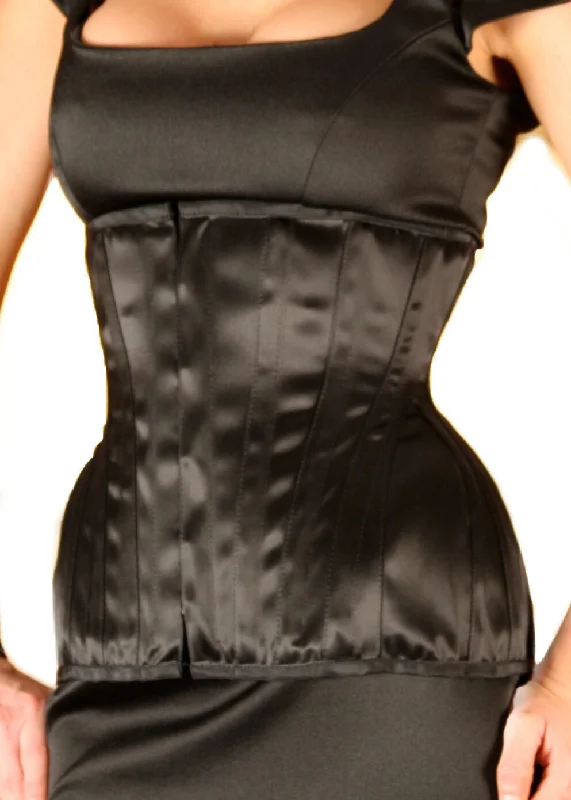 Corset with leather accents-Extreme Underbust Corset in Satin